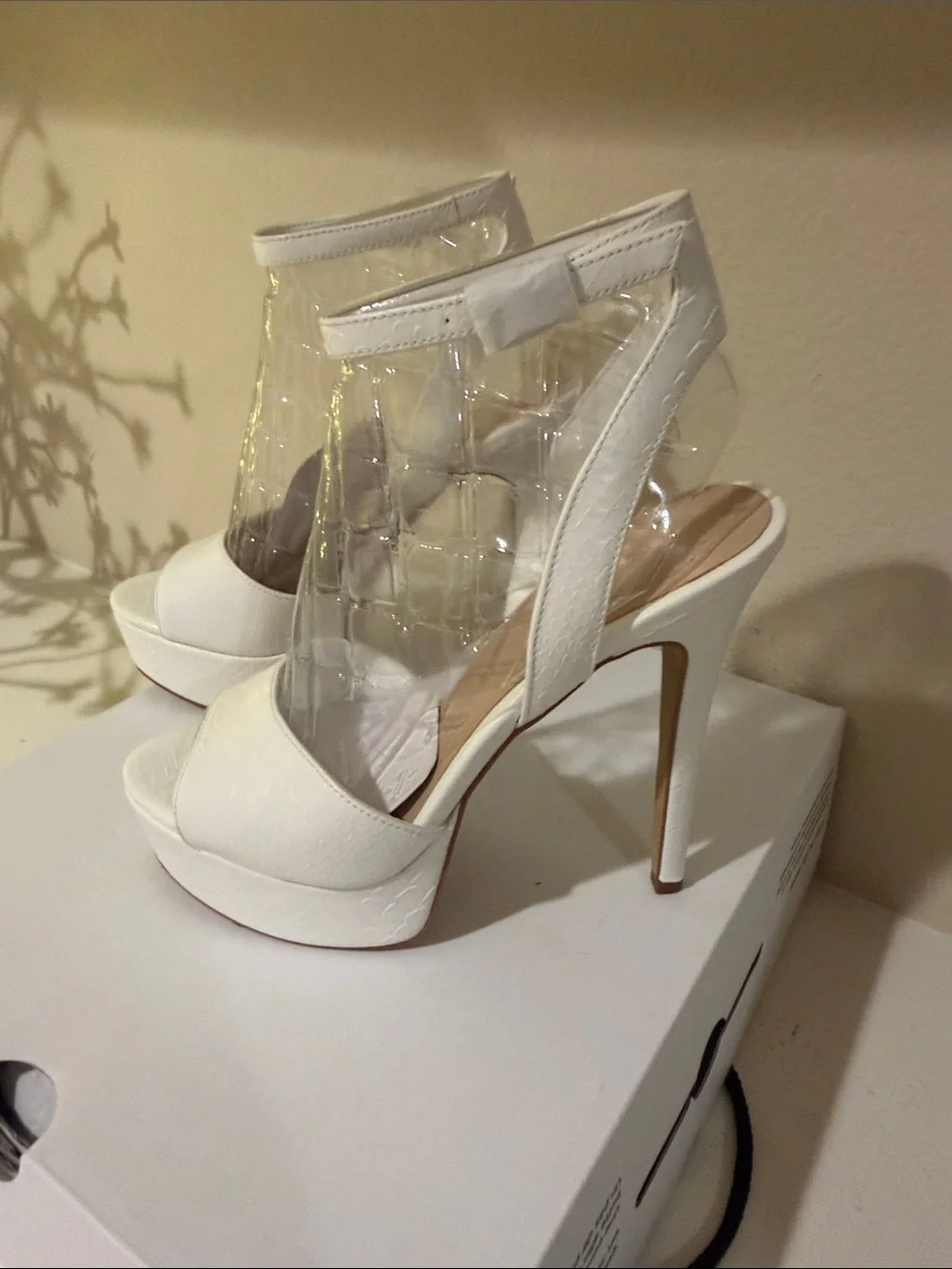 ALDO White Platform Open-Toe Ankle-Strap Sandals